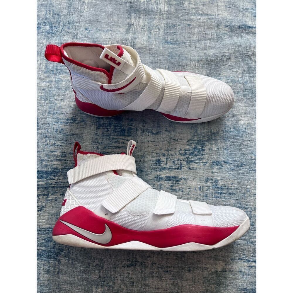 Nike White Red Lebron Soldier 11 TB Promo Size 18